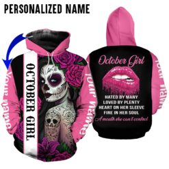 Personalized Name October Skull Girl 3D All Over Printed Clothes DHHA270811