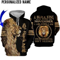 Personalized Name Black King Was Born in November Lion 3D All Over Printed Clothes DHLL080912