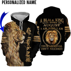 Personalized Name Black King Was Born in August Lion 3D All Over Printed Clothes DHLL080908