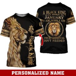 Personalized Name Black King Was Born in January Lion 3D All Over Printed Clothes DHLL080902