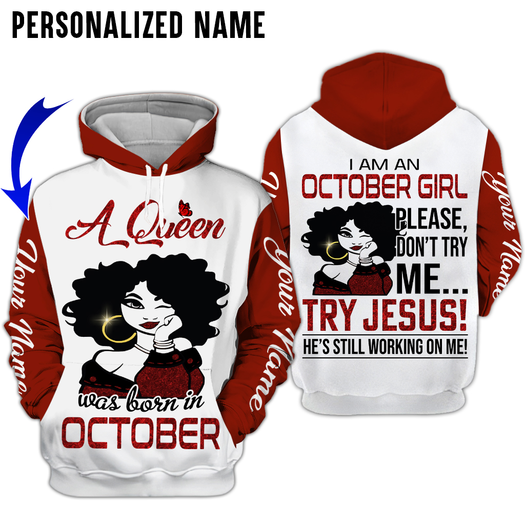 Personalized Name October Girl 3D All Over Printed Clothes NQTD180510