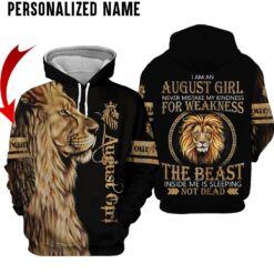 Personalized Name August Lion Girl 3D All Over Printed Clothes DHLN030612