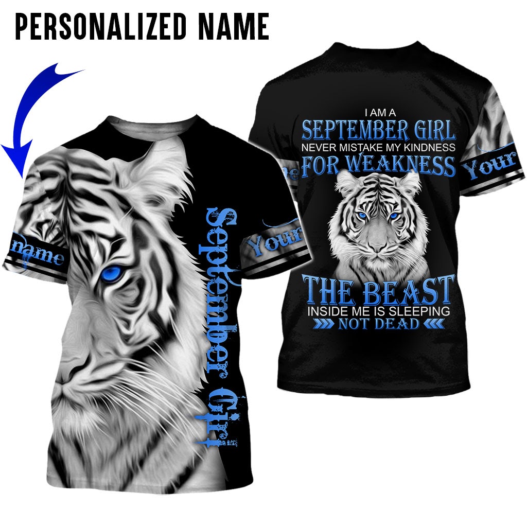 Personalized Name Black September Tiger Girl 3D All Over Printed Clothes DHMA010709