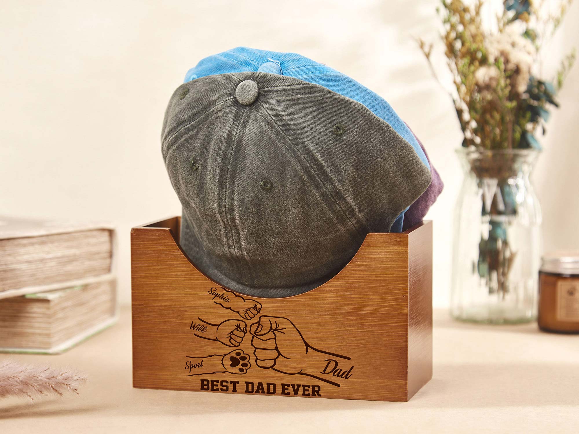 Personalized Best Dad Ever Father's Day Gift Custom Kids Names Hat Holder QFON4280401 - Image 5