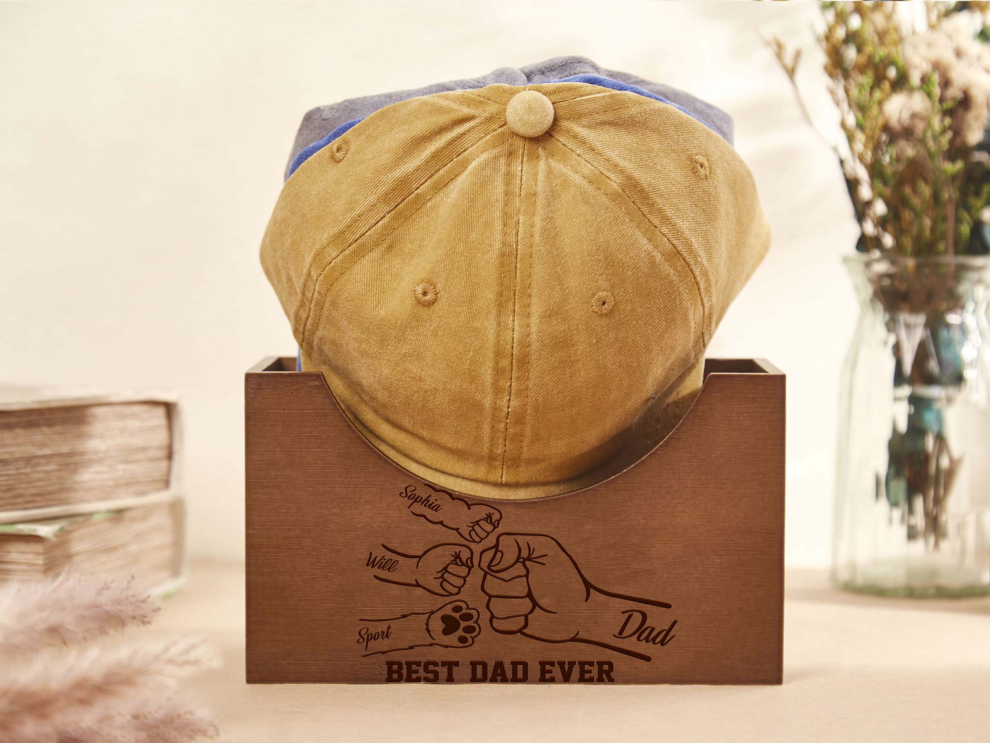 Personalized Best Dad Ever Father's Day Gift Custom Kids Names Hat Holder QFON4280401 - Image 4